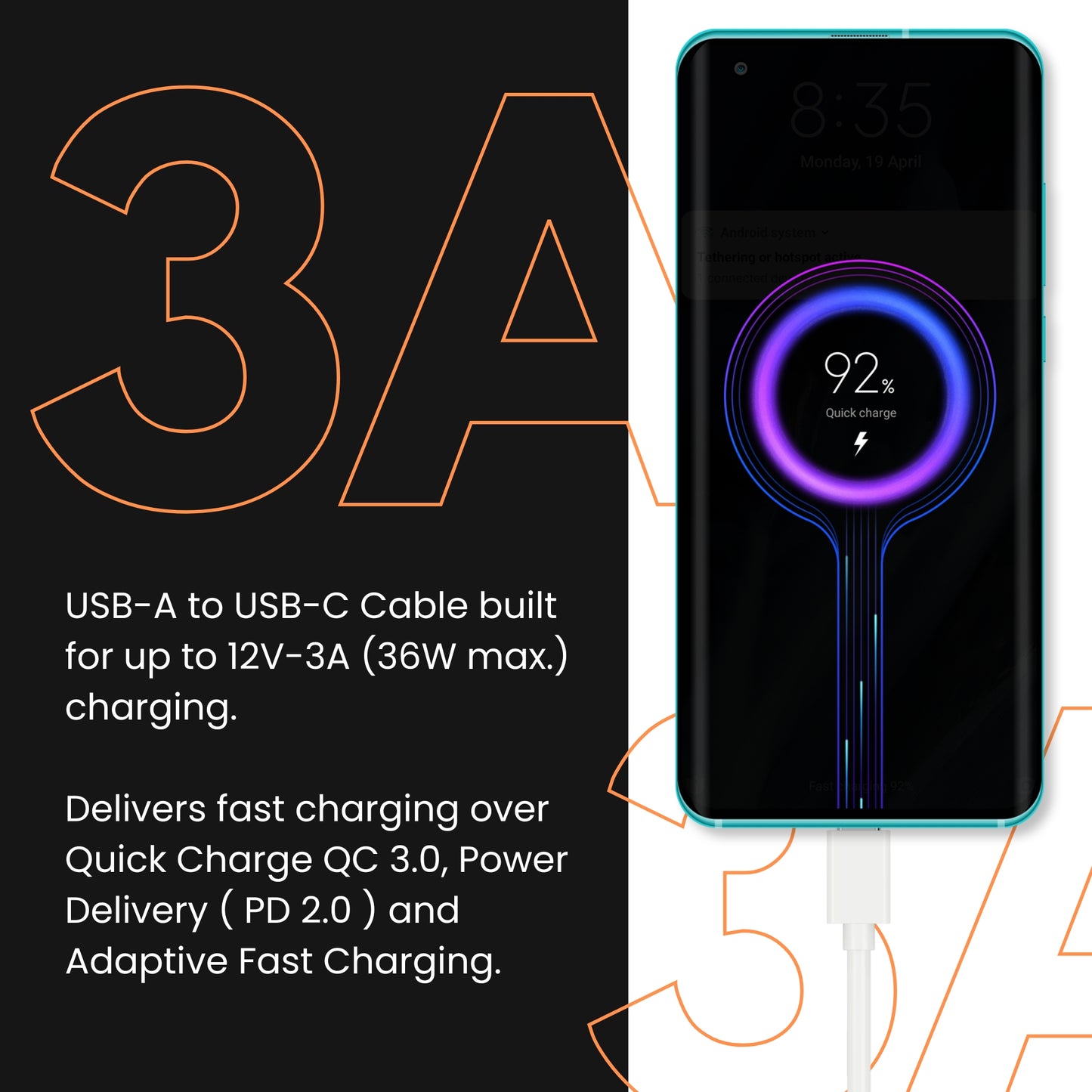 3A USB-A to USB-C Cable
