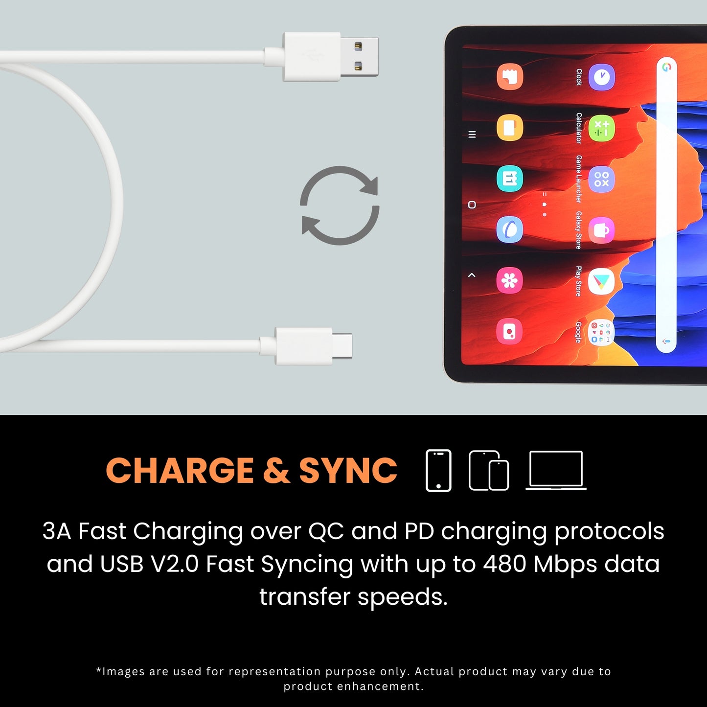 3A USB-A to USB-C Cable