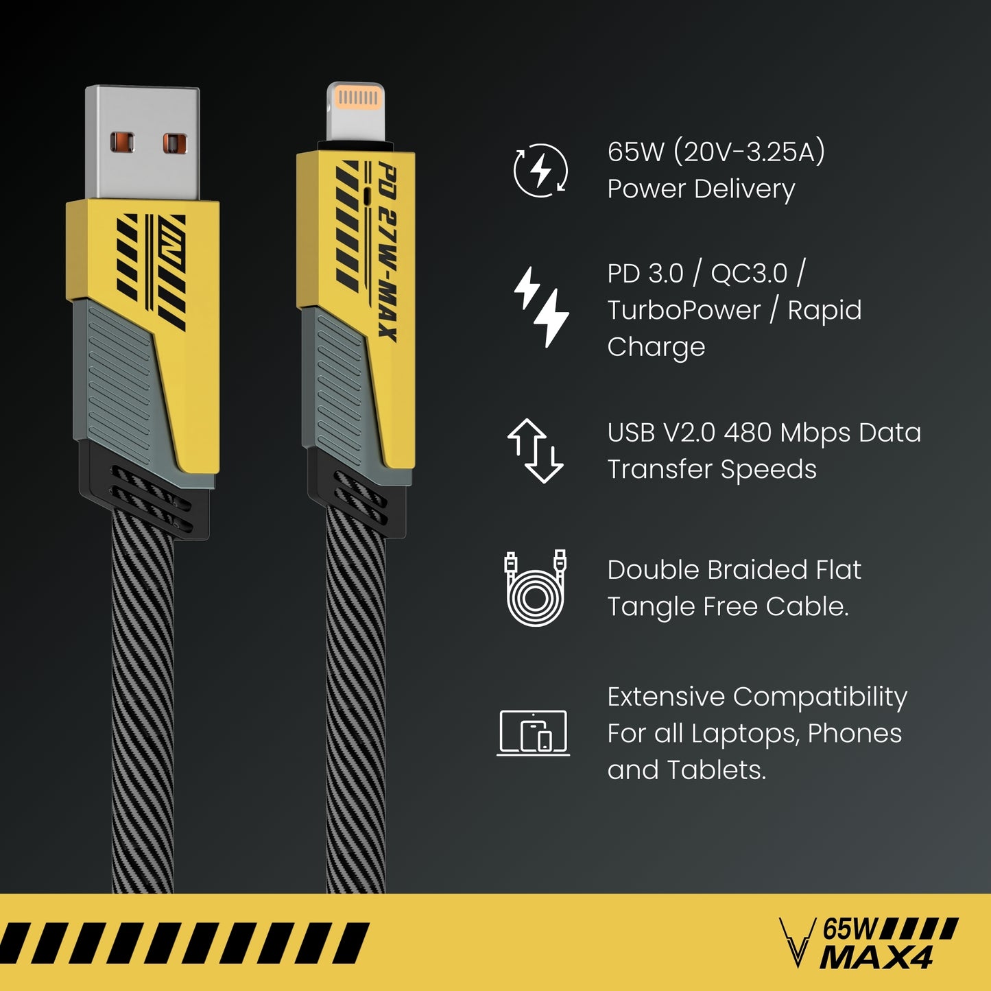 Velocity MAX4 65W 4 In 1 Braided Cable